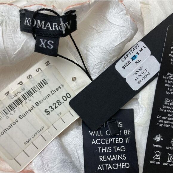 KOMAROV White "Sunset Bloom" Cold Shoulder Mini Dress Size XS Retail $328 NWT - Picture 7 of 7